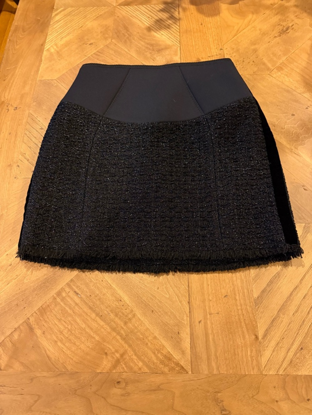 Alexander Wang Black Tweed Mini Skirt with Stretch Panel